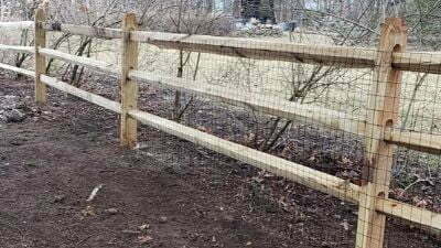 close up of black locust split rail fencing installed in columbus ohio