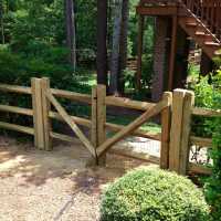 double swing gate constructed of split rail fencing near columbus