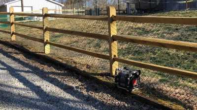 split rail fence with vinyl coated woven wire installed in Columbus Ohio