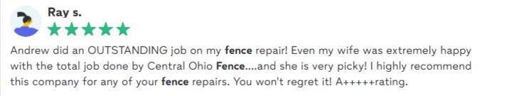 Central-Ohio-Fence-Columbus-OH-review-3 five star review for the best fence company near me in Newark
