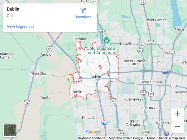 map of Dublin, ohio