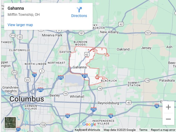 map of Gahanna, ohio
