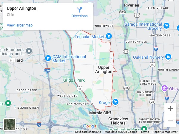 map of Upper Arlington, ohio