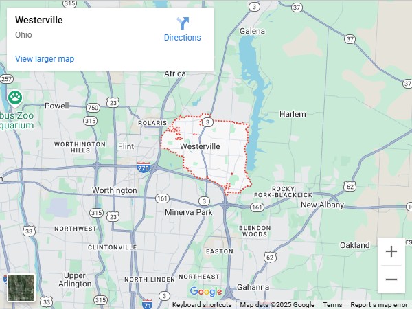 map of Westerville, ohio